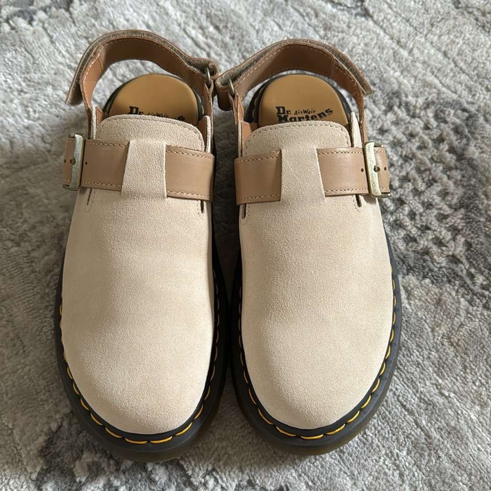 Dr. Martens Beige Suede Slingback Clogs - Picture 3 of 6
